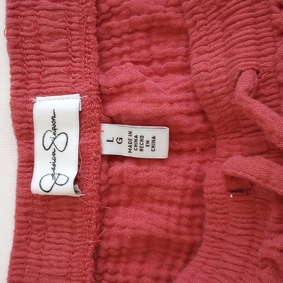 100% Cotton Cropped Wide Leg Thick Gauze Drawstring Pants L Dusty Coral 50off3 - Picture 2 of 8